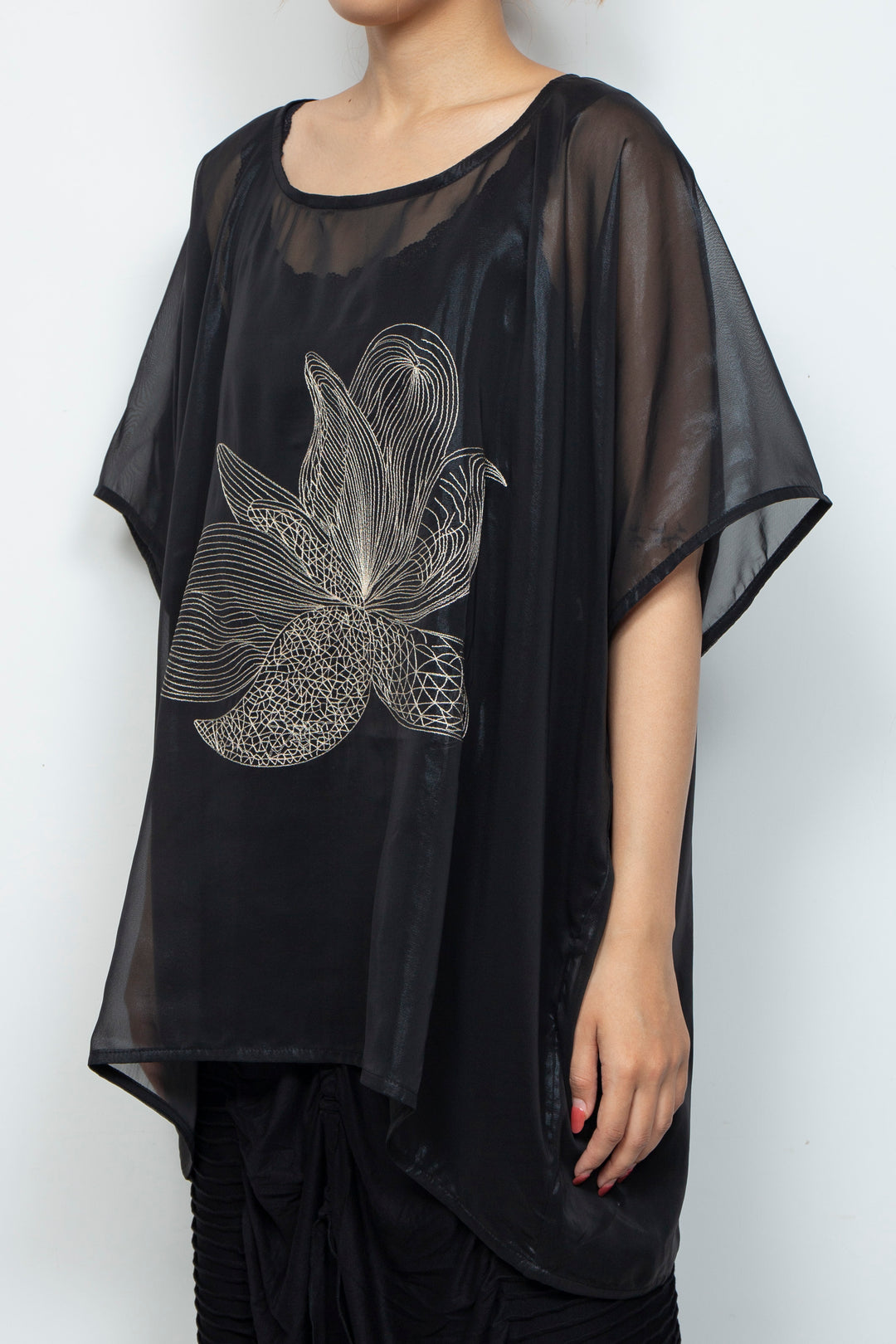 ETHER EMBROIDERED CHIFFON WIDE TOP