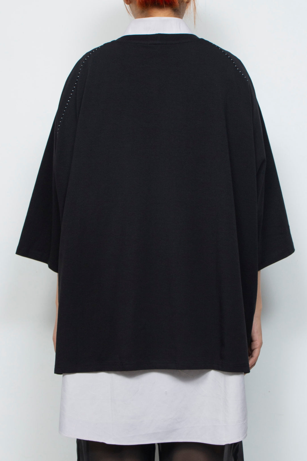 ETHER EMBROIDERED LOOSE-FITTING BLACK JERSEY OVERSIZED TEE