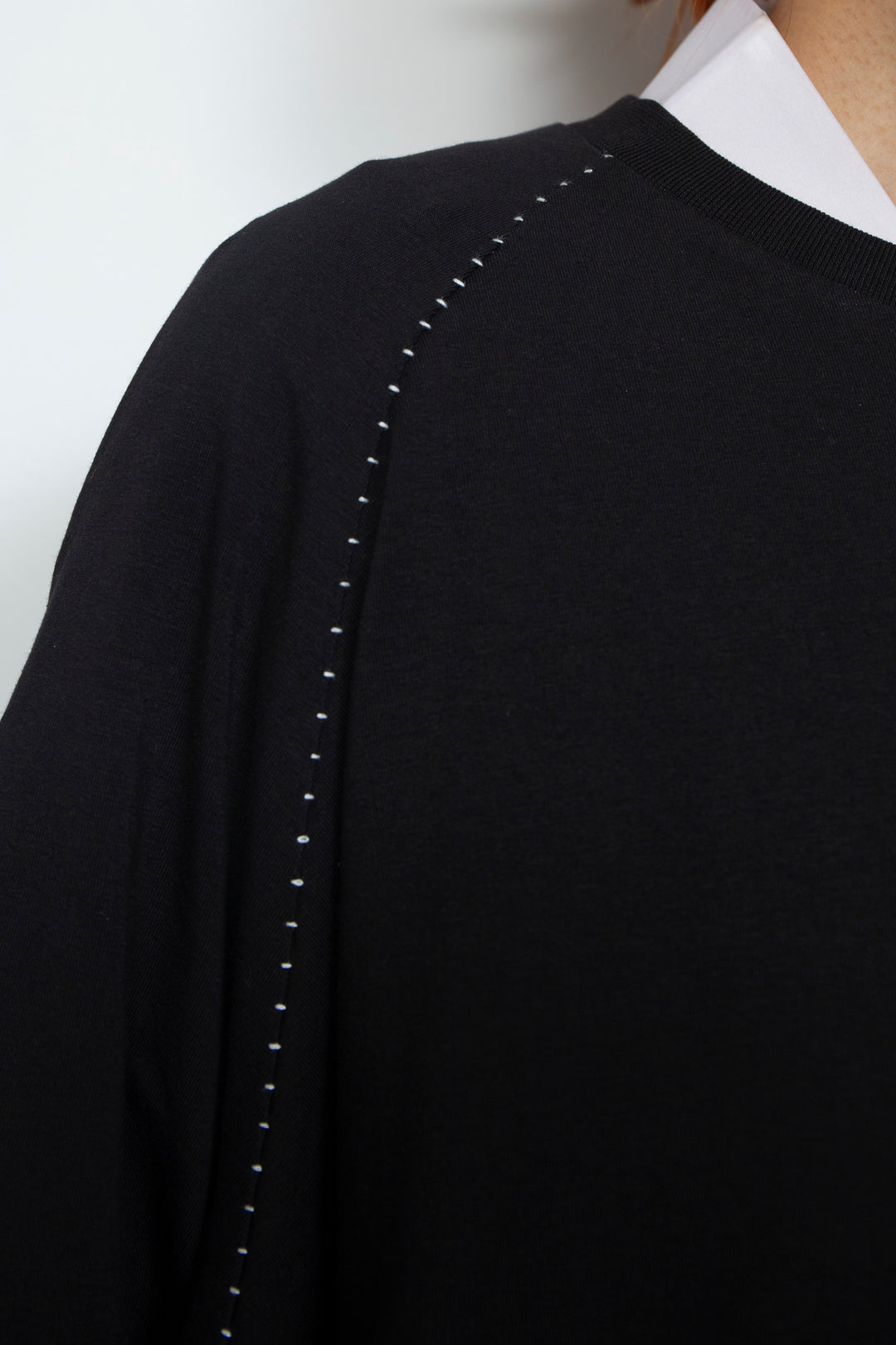 ETHER EMBROIDERED LOOSE-FITTING BLACK JERSEY OVERSIZED TEE