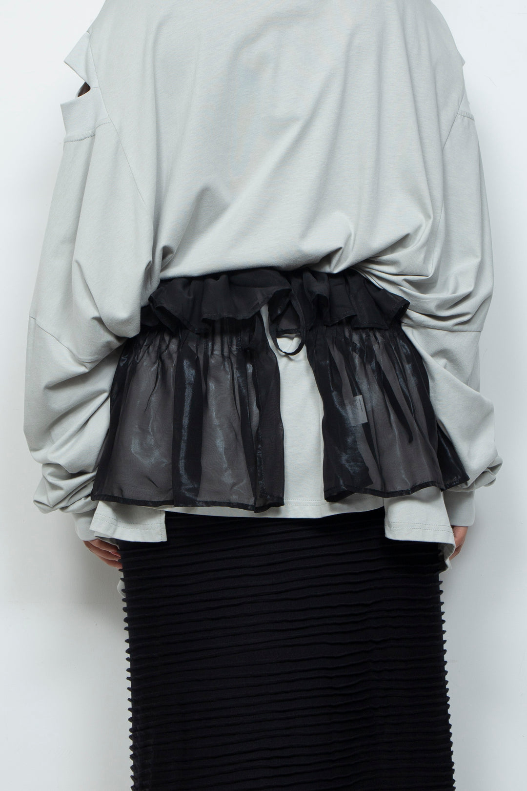 ETHER BLACK CHIFFON PLEATED REGAL WAIST BAND