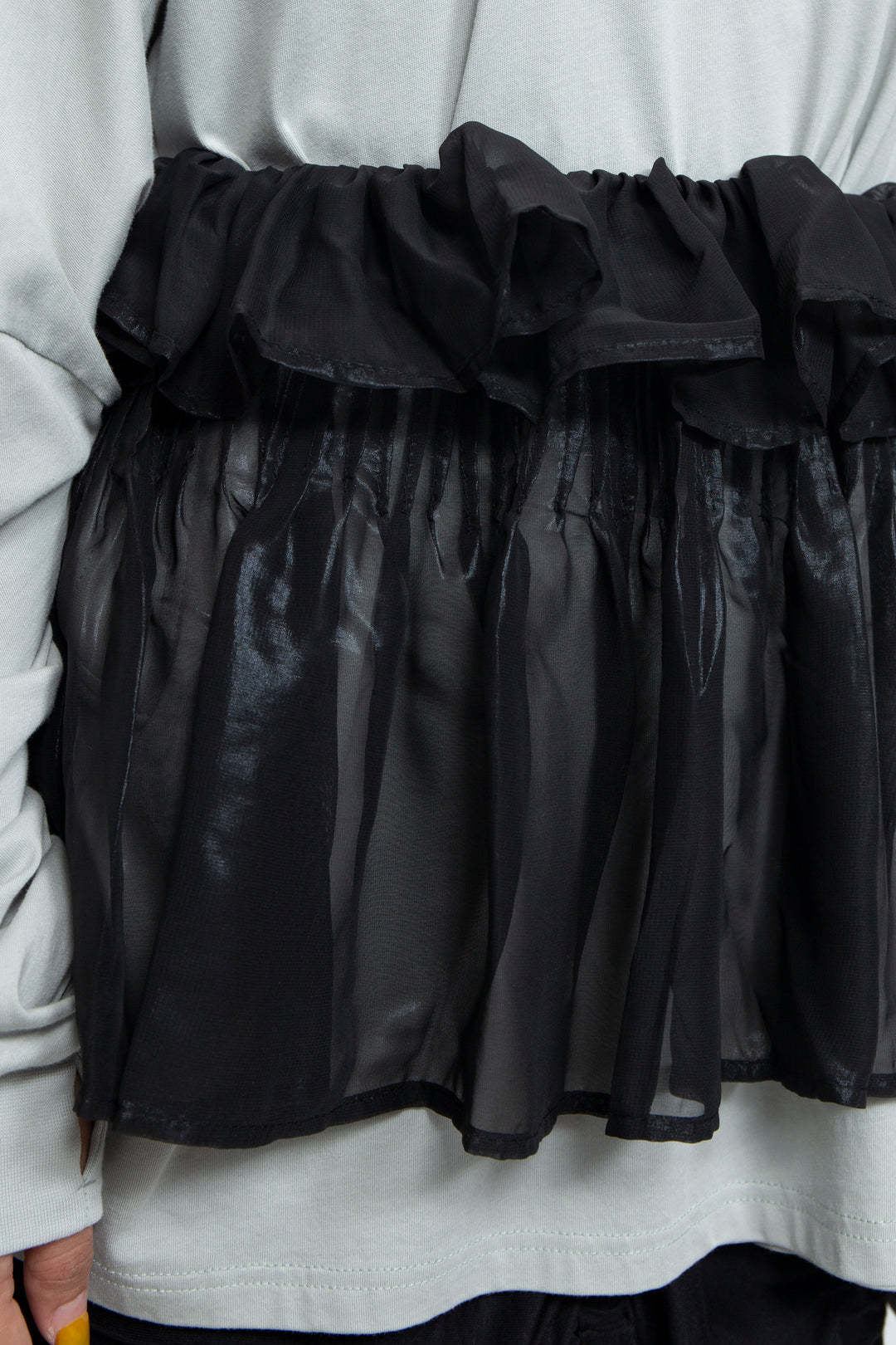 ETHER BLACK CHIFFON PLEATED REGAL WAIST BAND