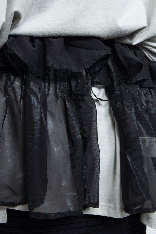 ETHER BLACK CHIFFON PLEATED REGAL WAIST BAND