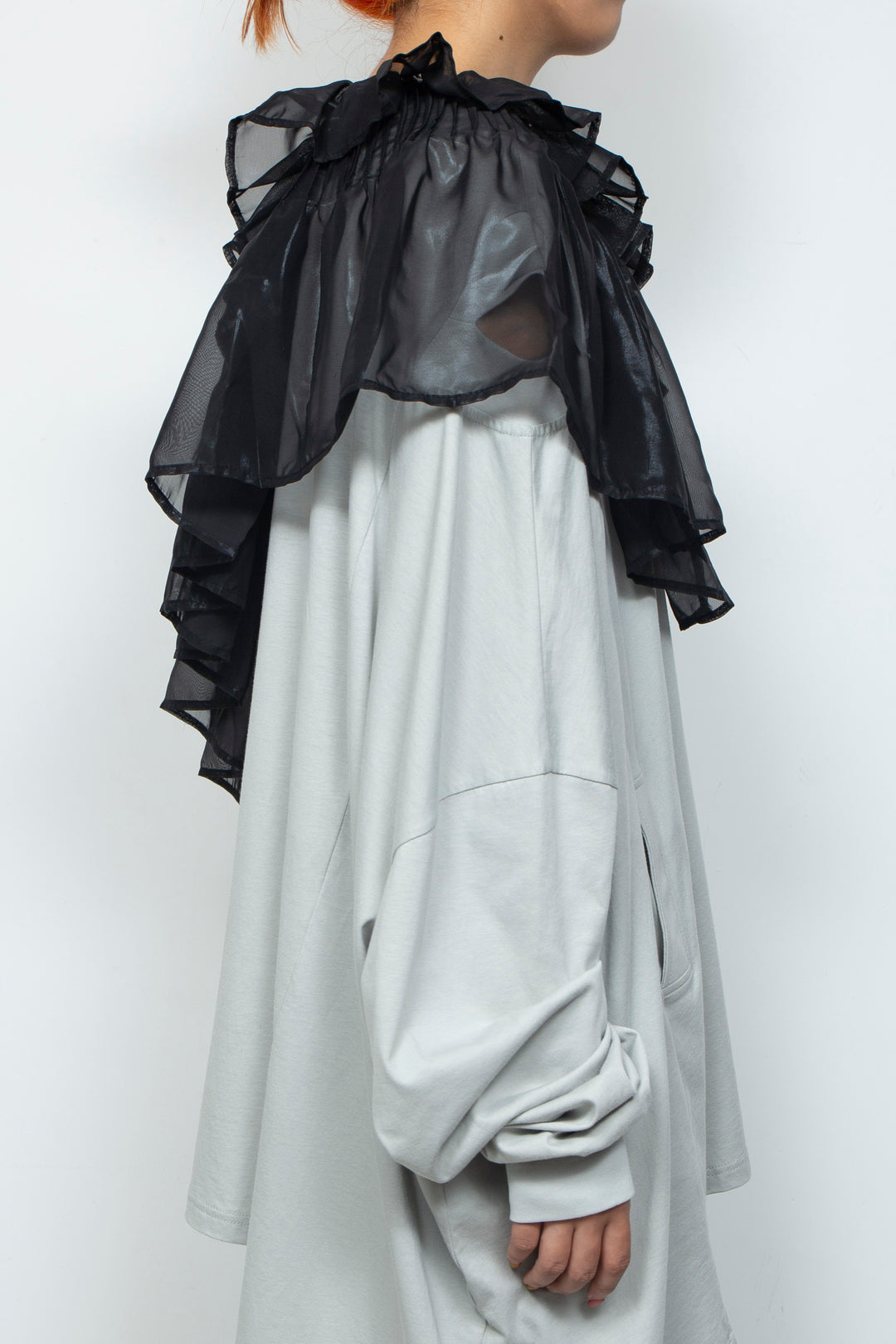 ETHER BLACK CHIFFON PLEATED REGAL WAIST BAND