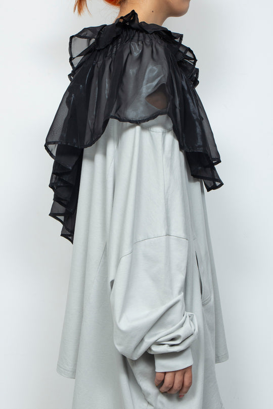 ETHER BLACK CHIFFON PLEATED REGAL WAIST BAND