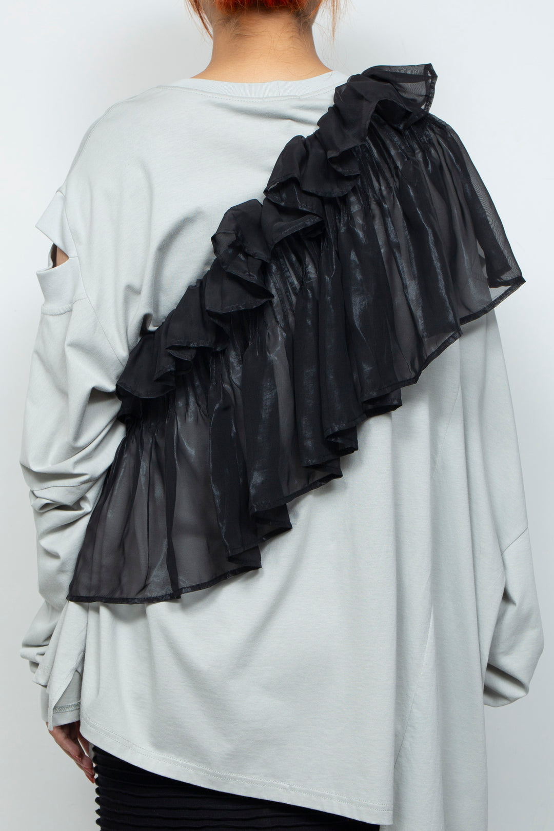 ETHER BLACK CHIFFON PLEATED REGAL WAIST BAND