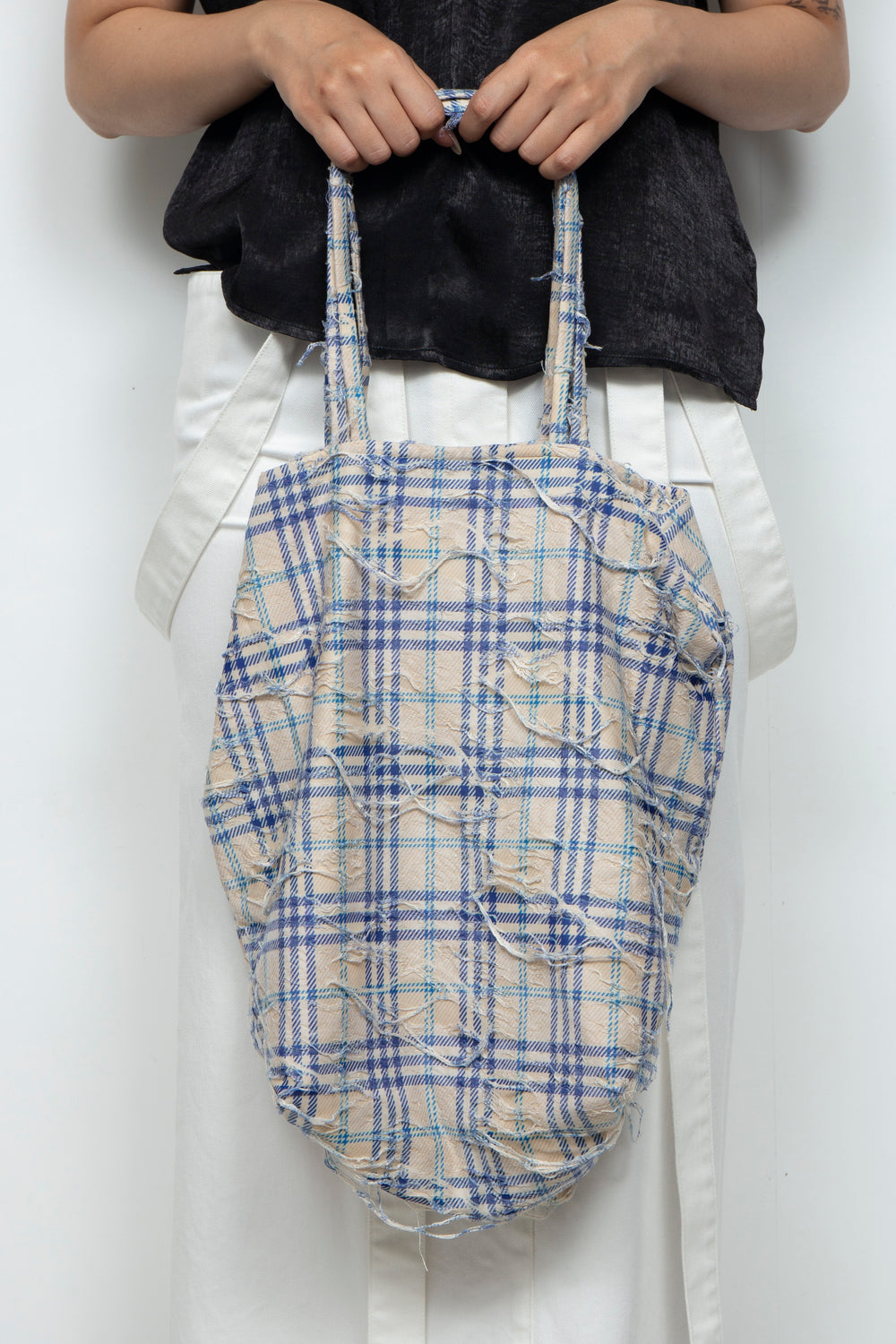 2Way Canvas Bag Blue Check