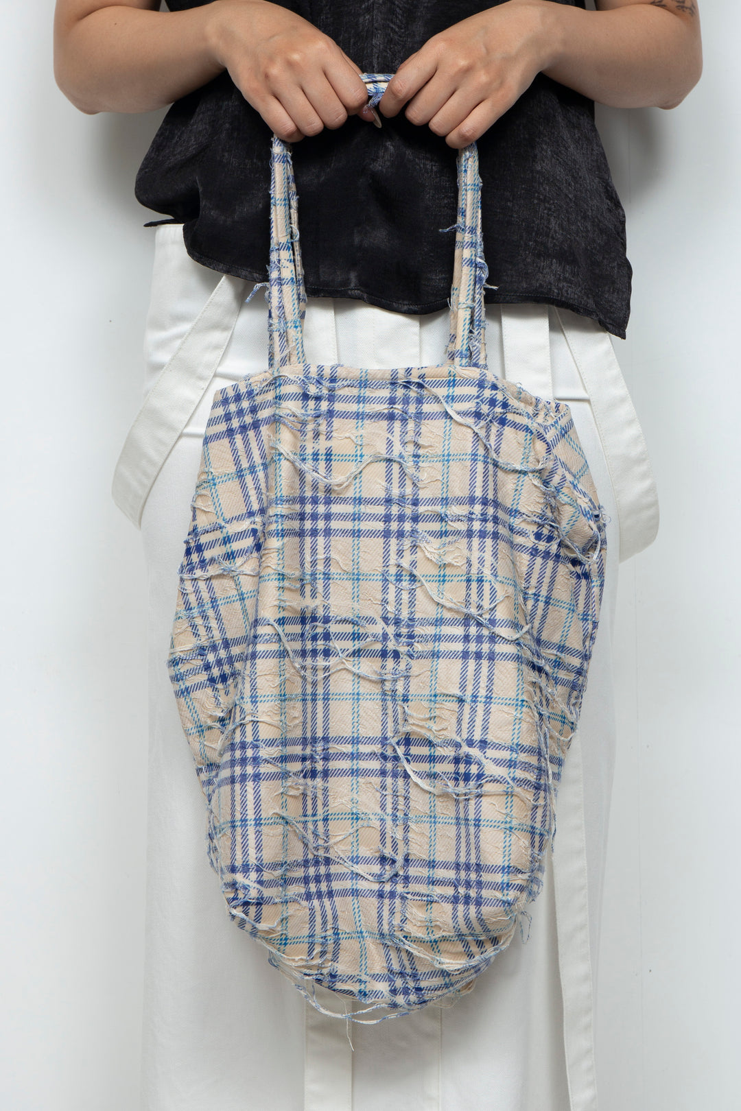 2Way Canvas Bag Blue Check