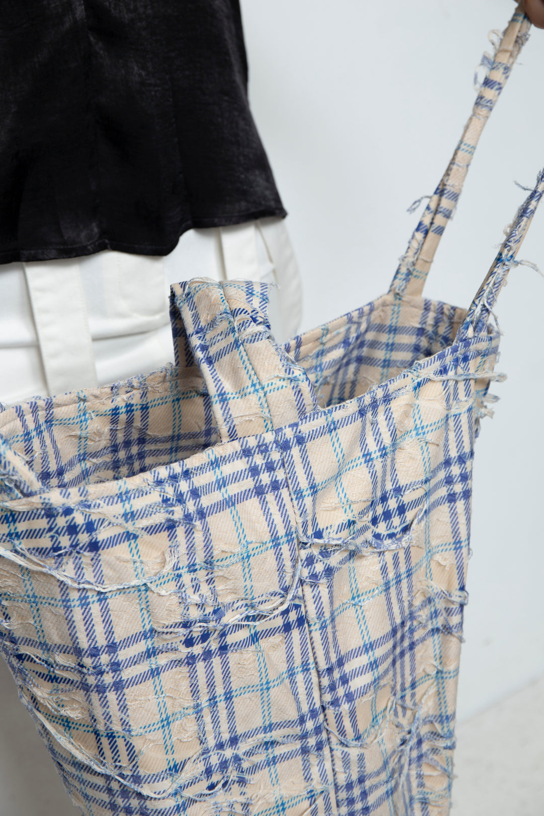 2Way Canvas Bag Blue Check