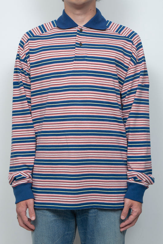 "ROESIE's" Nostalgic Border Polo Shirt NAVY