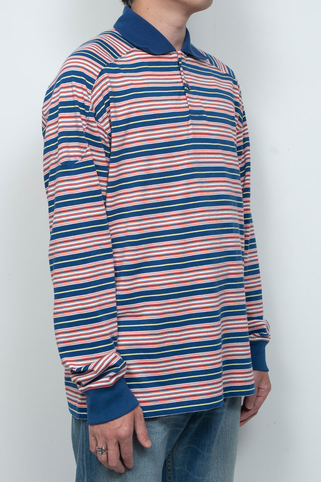 "ROESIE's" Nostalgic Border Polo Shirt NAVY