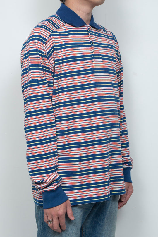 "ROESIE's" Nostalgic Border Polo Shirt NAVY