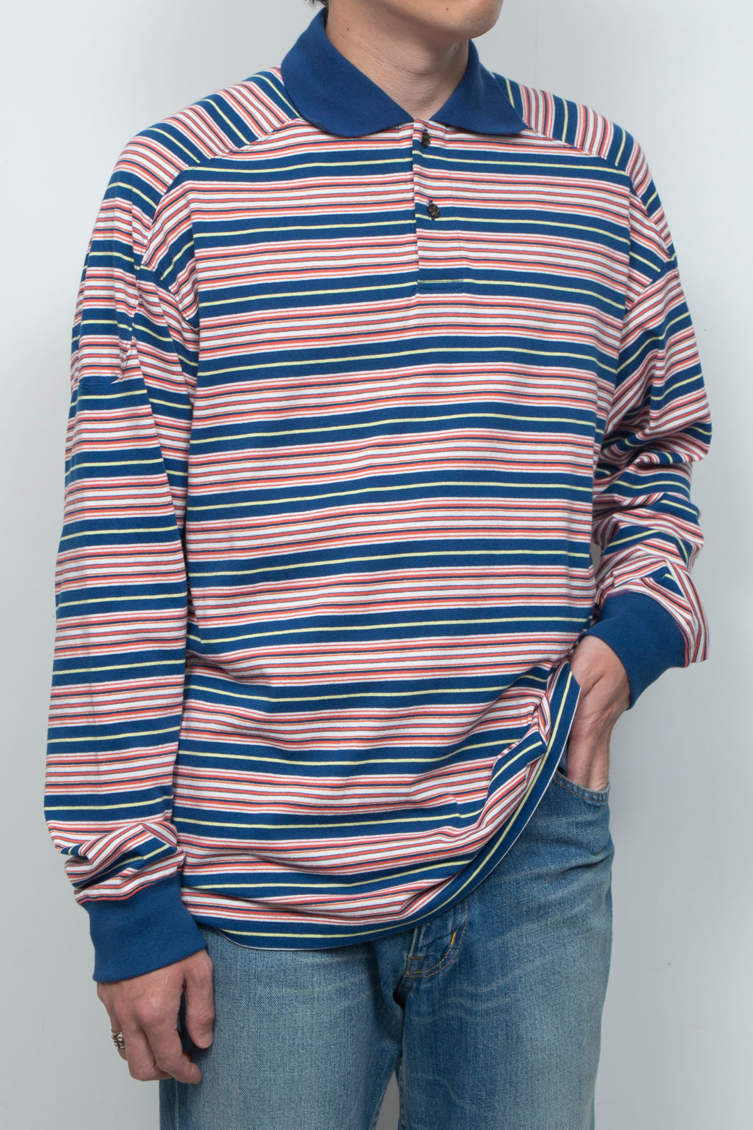 "ROESIE's" Nostalgic Border Polo Shirt NAVY