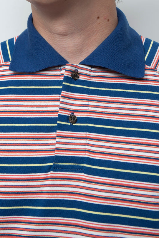 "ROESIE's" Nostalgic Border Polo Shirt NAVY