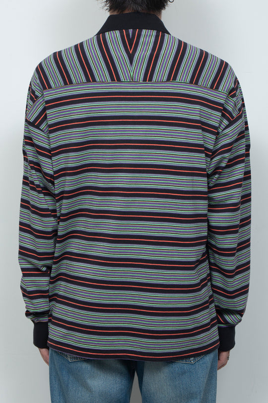 "ROESIE's" Nostalgic Border Polo Shirt BLACK