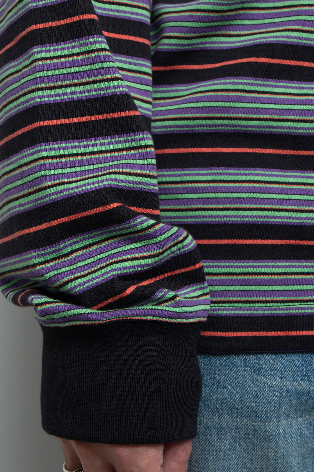 "ROESIE's" Nostalgic Border Polo Shirt BLACK