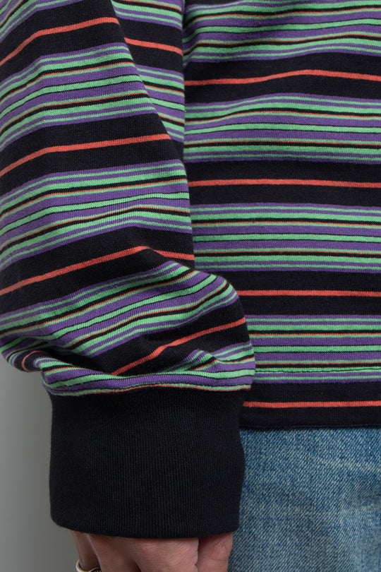 "ROESIE's" Nostalgic Border Polo Shirt BLACK