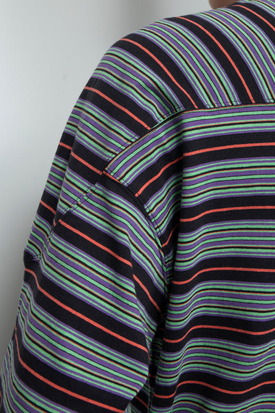 "ROESIE's" Nostalgic Border Polo Shirt BLACK