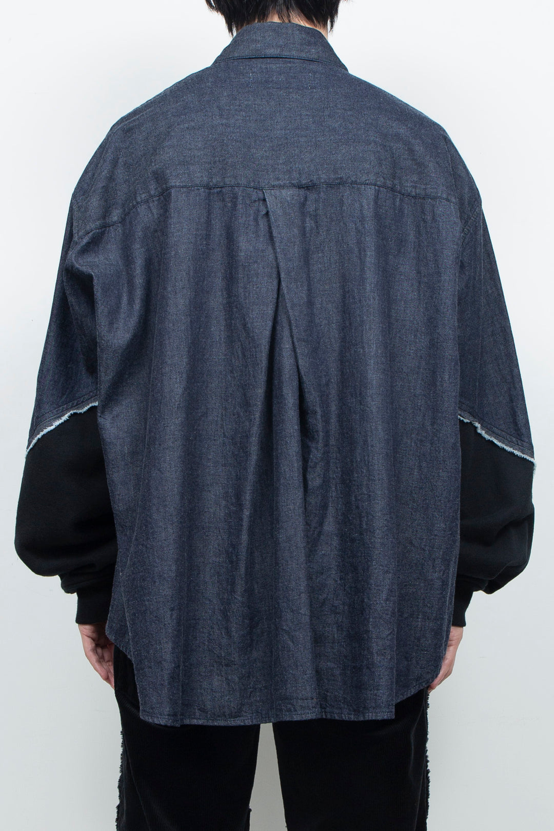 Light-oz denim twisted sleeves shirt INDIGO WASHED