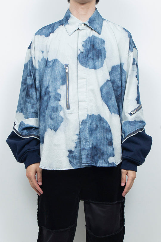 Gradation Floral Bleach Denim Shirt INDIGO BLEACHED