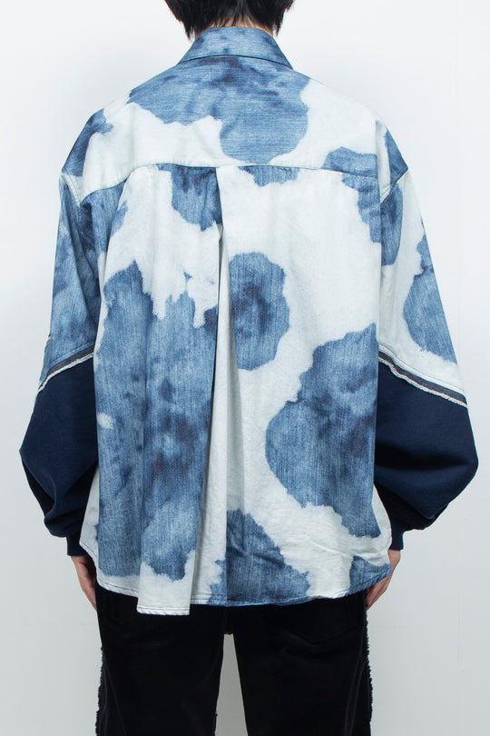 Gradation Floral Bleach Denim Shirt INDIGO BLEACHED