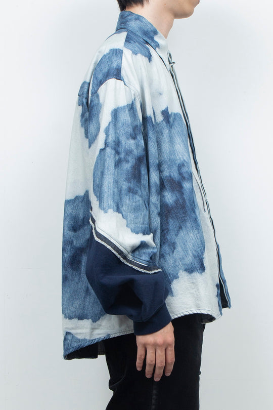 Gradation Floral Bleach Denim Shirt INDIGO BLEACHED