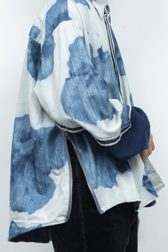 Gradation Floral Bleach Denim Shirt INDIGO BLEACHED