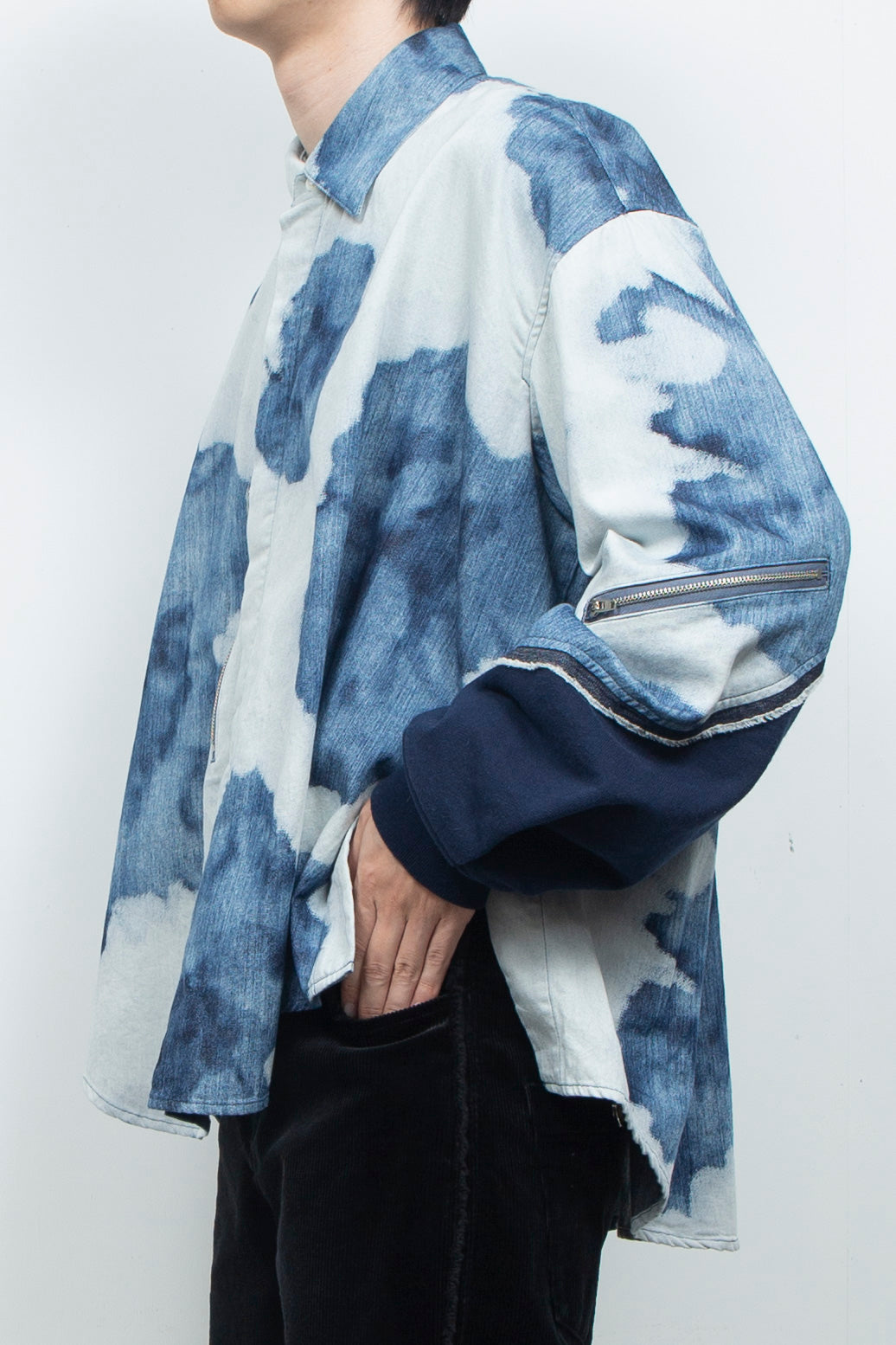 Gradation Floral Bleach Denim Shirt INDIGO BLEACHED