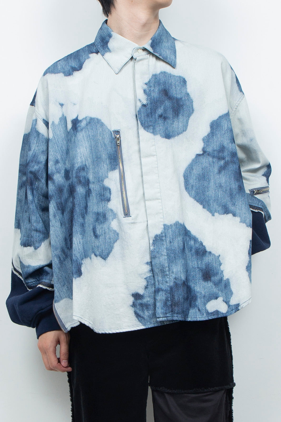 Gradation Floral Bleach Denim Shirt INDIGO BLEACHED