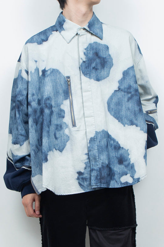 Gradation Floral Bleach Denim Shirt INDIGO BLEACHED