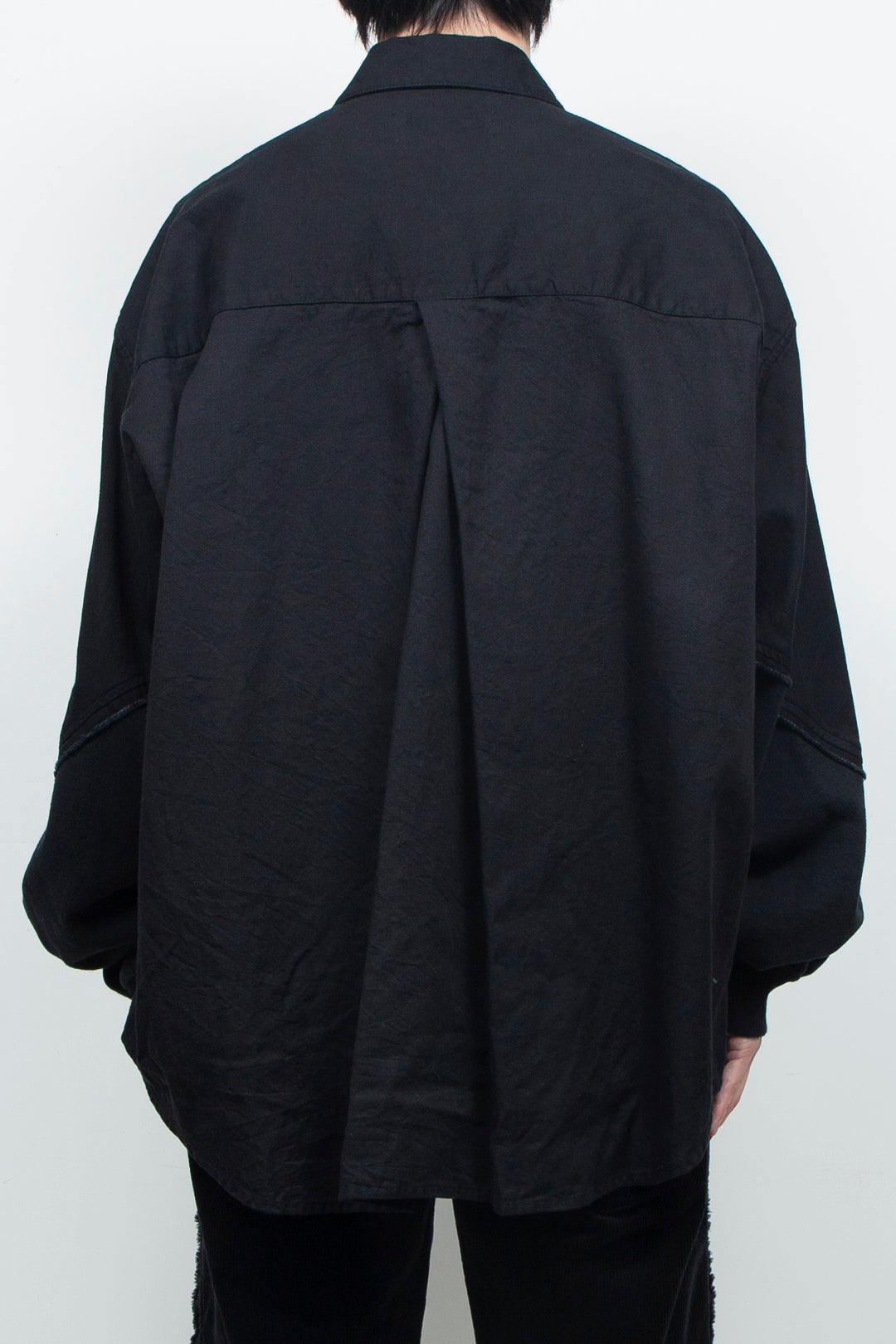 Light-oz denim twisted sleeves shirt BLACK WASHED