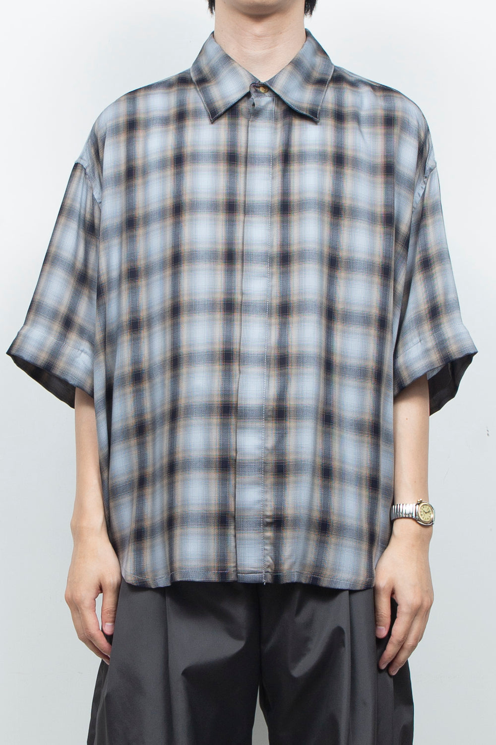 Amunzen Detachable Sleeve Shirt BLUE CHECK
