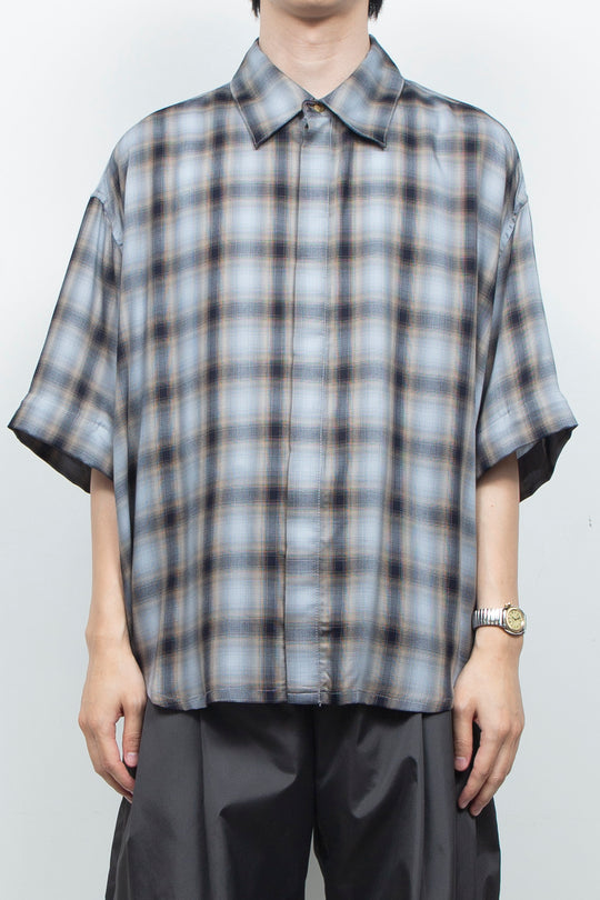 Amunzen Detachable Sleeve Shirt BLUE CHECK