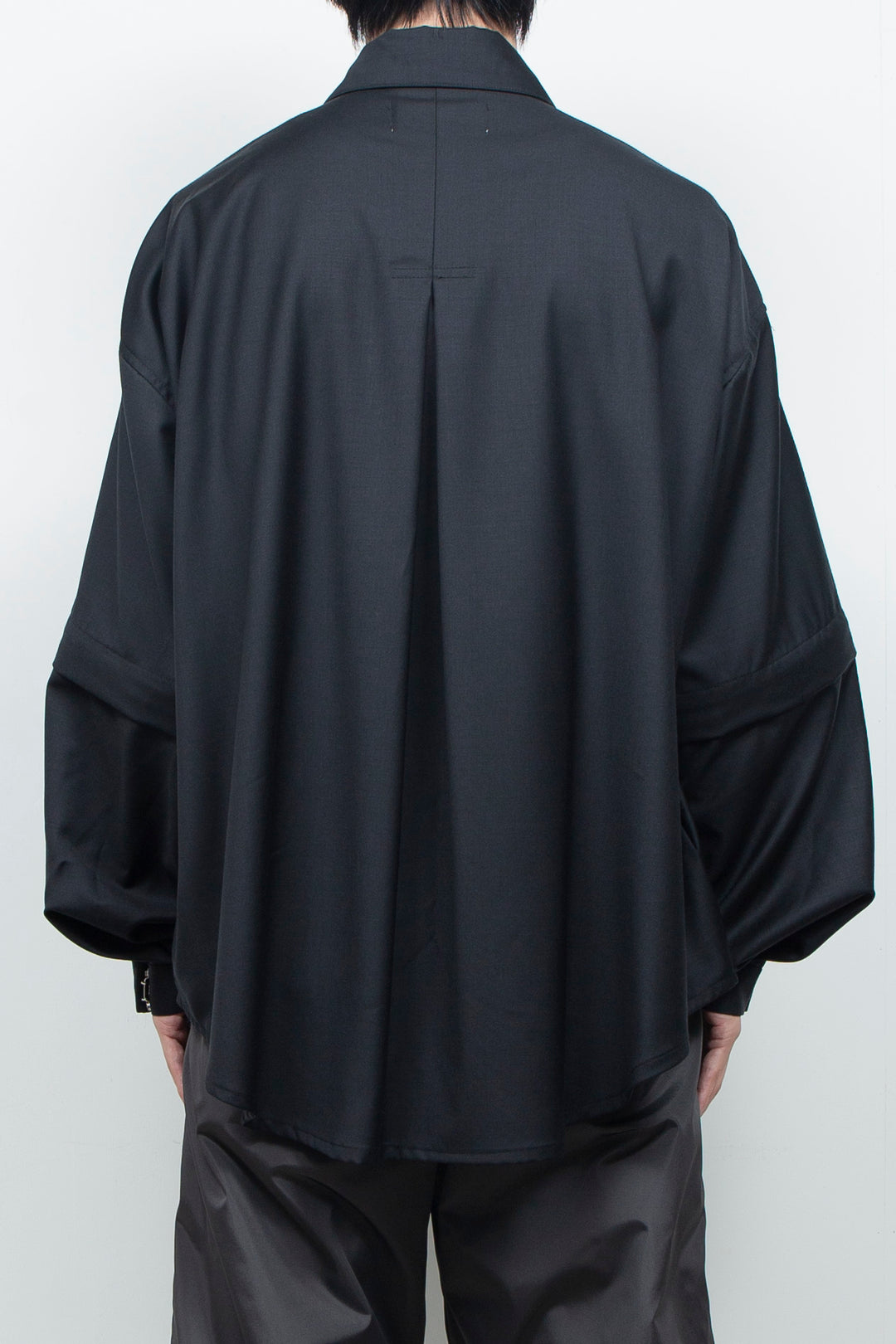 Super 140s Wool Detachable Sleeves Shirt BLACK