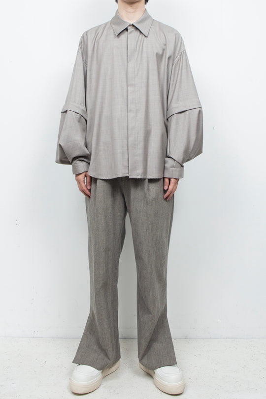 Super 140s Wool Detachable Sleeves Shirt TOP GRAY