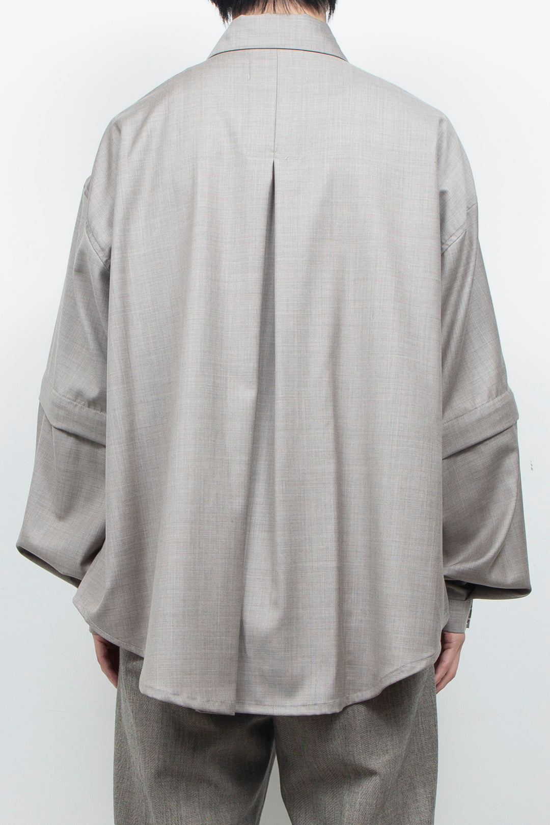 Super 140s Wool Detachable Sleeves Shirt TOP GRAY