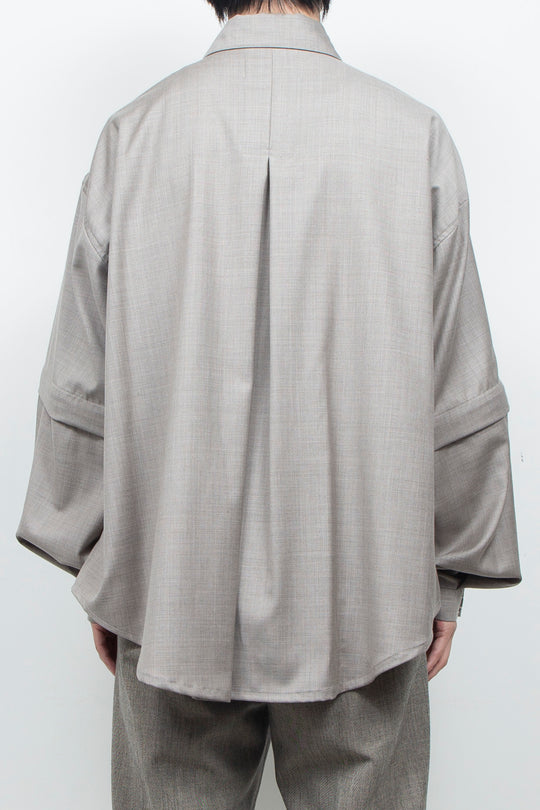 Super 140s Wool Detachable Sleeves Shirt TOP GRAY