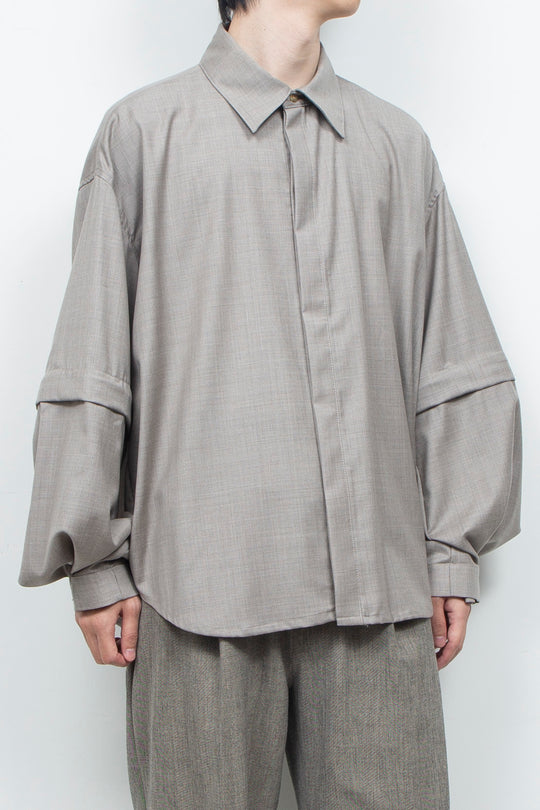 Super 140s Wool Detachable Sleeves Shirt TOP GRAY
