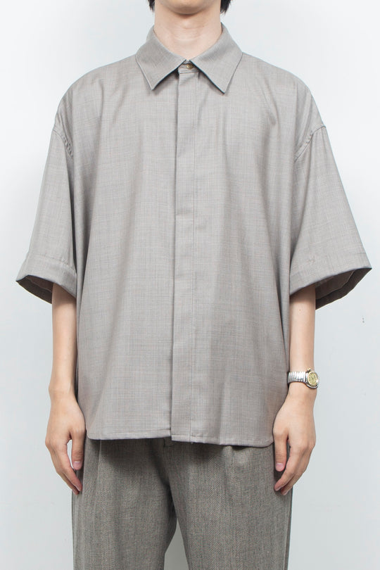 Super 140s Wool Detachable Sleeves Shirt TOP GRAY