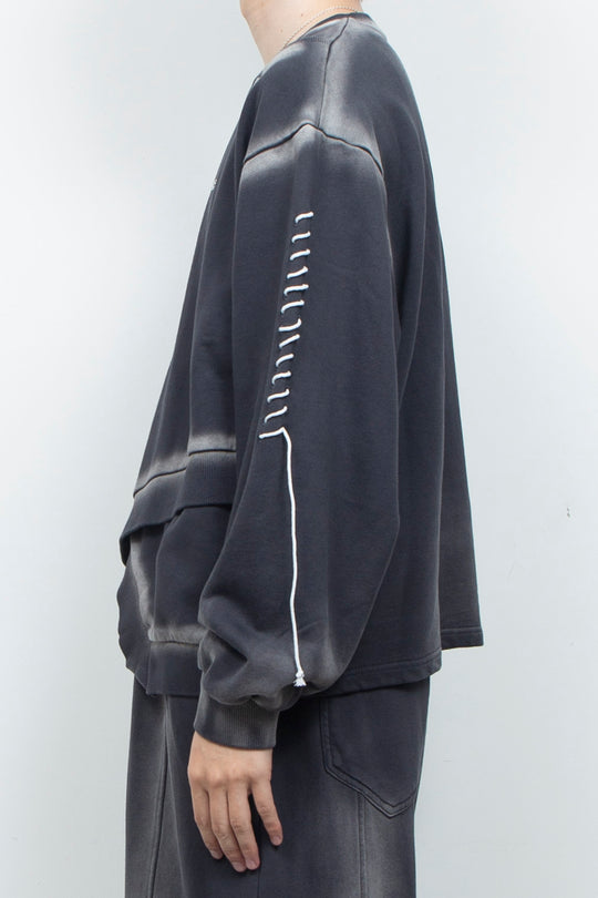 Bias Cutting Sweatshirt Charcoal