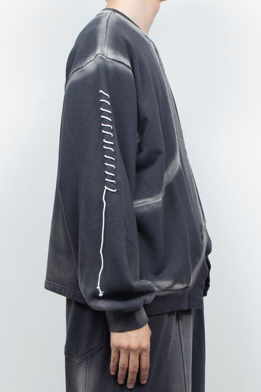 Bias Cutting Sweatshirt Charcoal