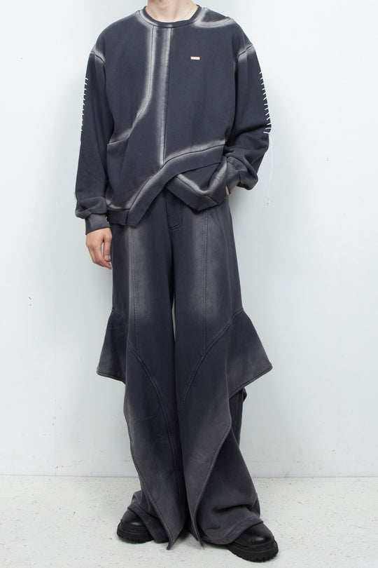 Bias Cutting Sweatshirt Charcoal