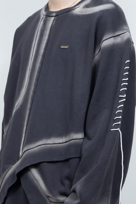 Bias Cutting Sweatshirt Charcoal