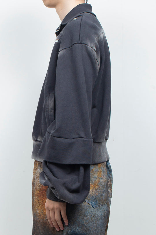 Shadow Effected Sweatshirt Blouson Charcoal