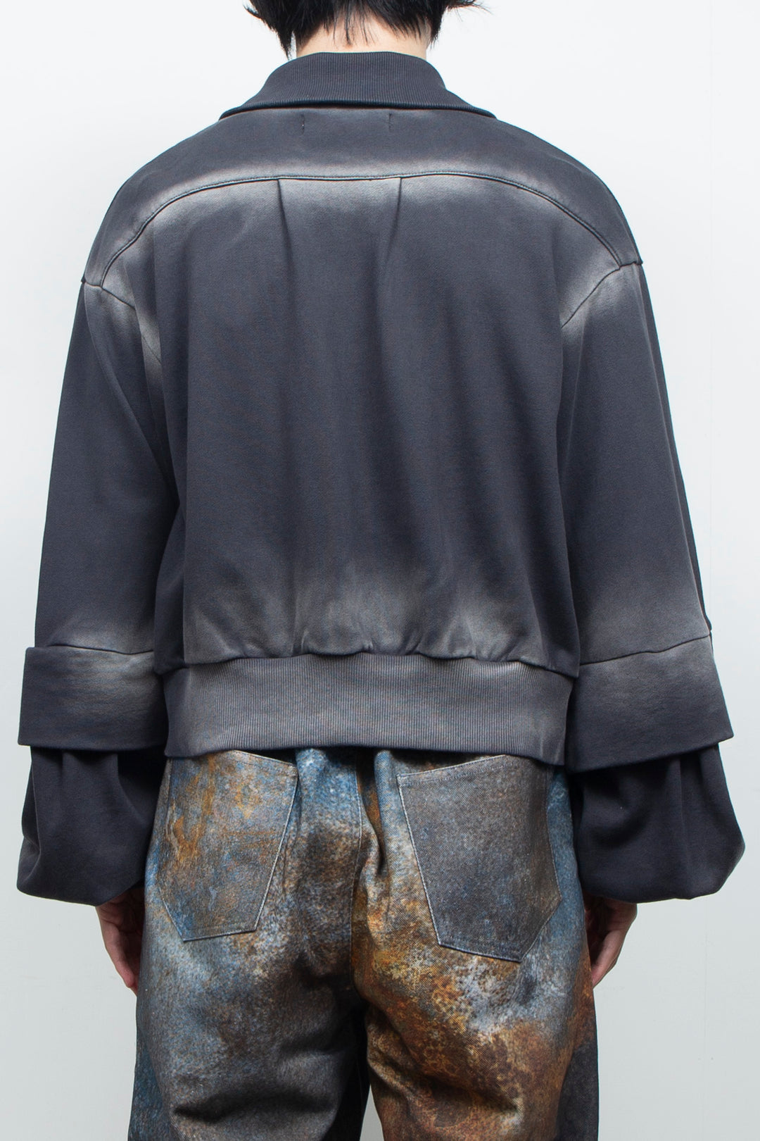 Shadow Effected Sweatshirt Blouson Charcoal