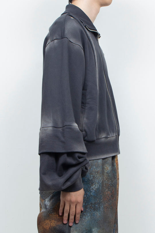 Shadow Effected Sweatshirt Blouson Charcoal