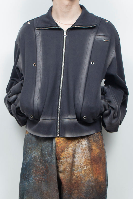 Shadow Effected Sweatshirt Blouson Charcoal