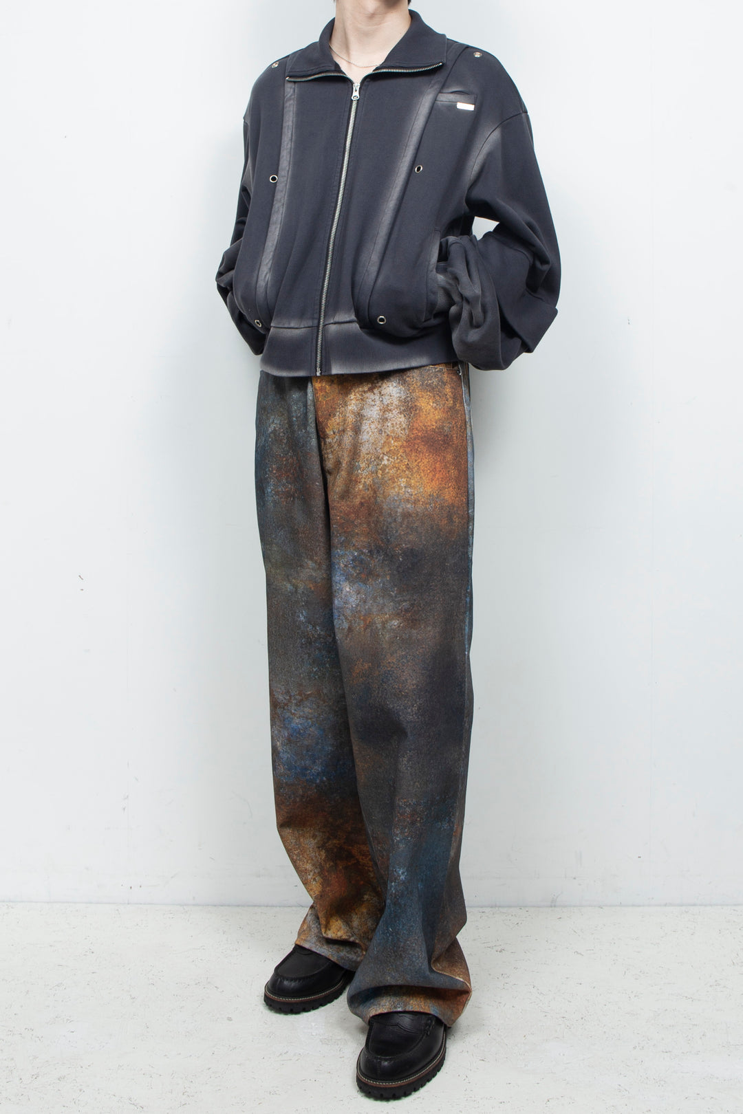 Shadow Effected Sweatshirt Blouson Charcoal
