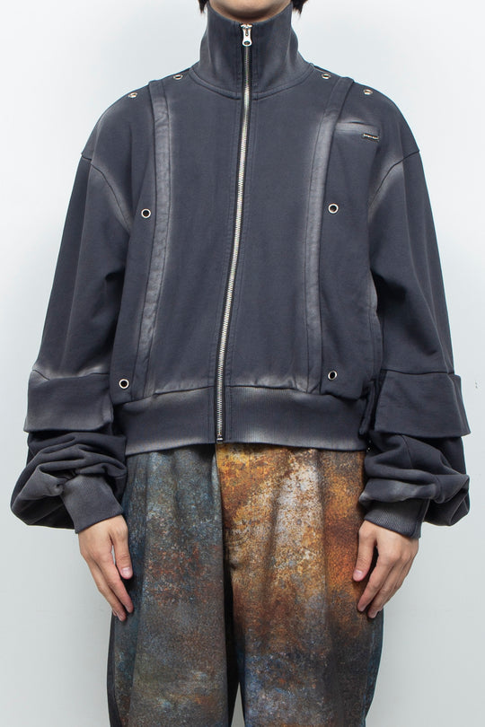 Shadow Effected Sweatshirt Blouson Charcoal