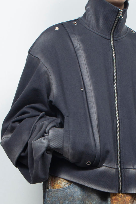 Shadow Effected Sweatshirt Blouson Charcoal