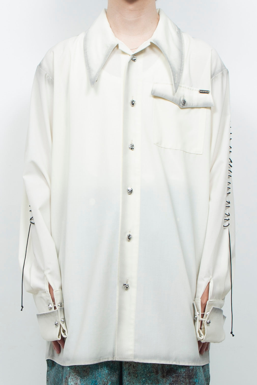 Shadow Effected Stitch Shirt White